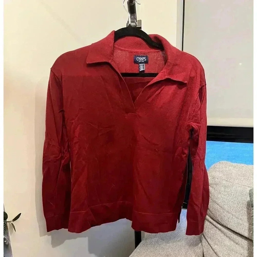 Chaps collared long sleeve shirt, size petite medium